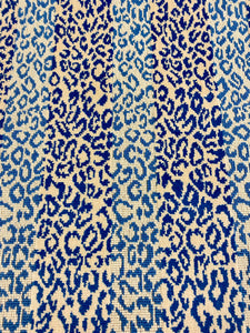 Scalamandre Corbet Navy Blue Beige Animal Pattern Epingle Velvet Upholstery Fabric STA 3452