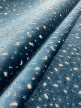 Load image into Gallery viewer, Designer Teal Blue Cream Animal Pattern Cheetah Velvet Upholstery Fabric STA 3927