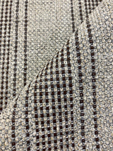 Load image into Gallery viewer, Designer Linen Flax Woven Taupe Brown Stripe Water &amp; Stain Resistant Upholstery Fabric WHS 3841