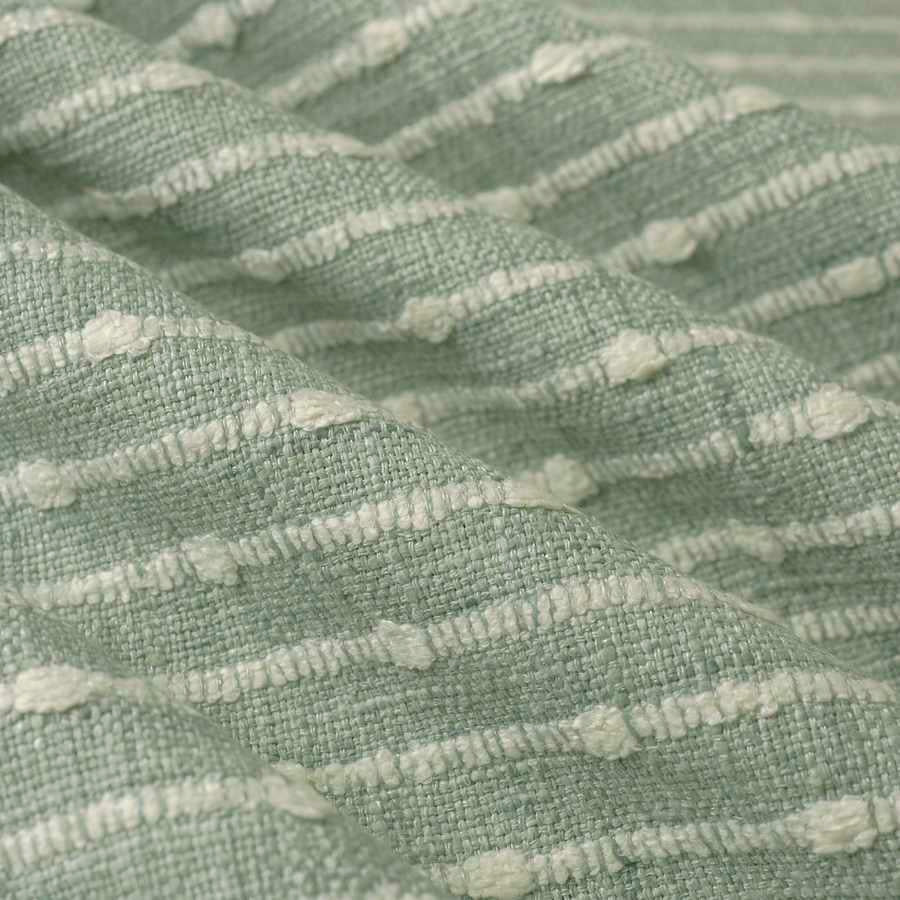 Seafoam Green Cream Rustic Woven Stripe Upholstery Drapery Fabric FB