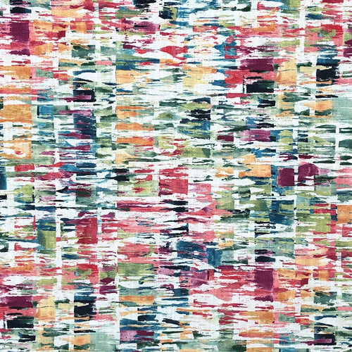 White Teal Green Hot Pink Magenta Orange Yellow Abstract Upholstery Drapery Fabric MGF