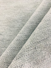 Load image into Gallery viewer, 1.75 Yard Water &amp; Stain Resistant Aqua Blue Grey Herringbone Chenille MCM Mid Century Modern Upholstery Fabric WHS 3897