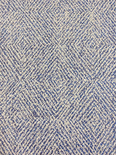 Load image into Gallery viewer, Designer Water &amp; Stain Resistant Navy Blue Beige MCM Mid Century Modern Tweed Geometric Upholstery Fabric WHS 3566