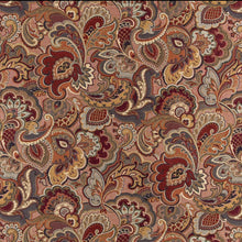 Load image into Gallery viewer, Heavy Duty Red Coral Olive Green Grey Paisley Upholstery Drapery Fabric CF