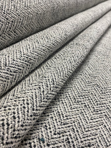 Designer Charcoal Grey MCM Mid Century Modern Herringbone Chenille Upholstery Fabric STA 3289