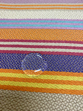 Load image into Gallery viewer, Designer Orange Yellow Purple Aqua Pink Taupe Stripe Water &amp; Stain Resistant Upholstery Drapery Fabric STA 3289