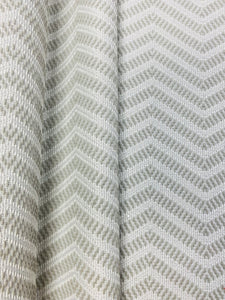 Designer Water & Stain Resistant MCM Mid Century Modern Off White Grey Herringbone Upholstery Fabric WHS 3396