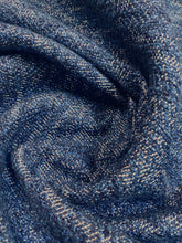 Load image into Gallery viewer, 1.75 Yard Navy Blue White MCM Mid Century Modern Tweed Upholstery Fabric WHS 3731