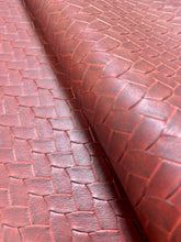 Load image into Gallery viewer, 55" Wide Faux Leather Burgundy Red Black Basketweave Vinyl Upholstery Fabric WHS 3471