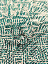 Load image into Gallery viewer, Designer Teal Geometric Abstract Indoor Outdoor Water &amp; Stain Resistant Upholstery Drapery Fabric WHS 3086