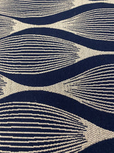 Load image into Gallery viewer, Crypton Whish Sapphire Water &amp; Stain Resistant Navy Blue Beige Geometric Upholstery Fabric WHS 3690