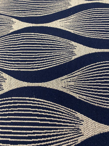 Crypton Whish Sapphire Water & Stain Resistant Navy Blue Beige Geometric Upholstery Fabric WHS 3690