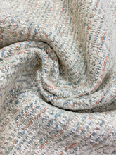 Load image into Gallery viewer, Designer Heavy Duty Water &amp; Stain Resistant Cream Coral Blue Linen Blend Tweed Upholstery Fabric WHS 4231