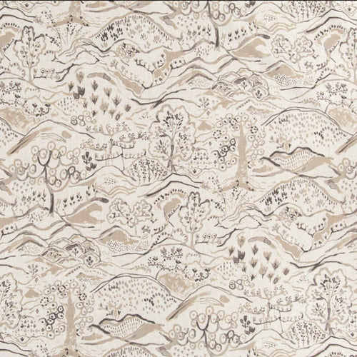 Stain Resistant Cream Taupe Beige Chinoiserie Asian Scenic Toile Upholstery Drapery Fabric CF