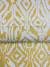 Load image into Gallery viewer, Reversible Perennials Odyssey Topaz Indoor Outdoor Water Repellent Ikat Cream Yellow Upholstery Drapery Fabric STA 3327