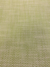 Load image into Gallery viewer, Designer Water &amp; Stain Resistant Lime Green Beige MCM Mid Century Modern Herringbone Upholstery Fabric WHS 3723