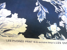 Load image into Gallery viewer, 1.5 Yard Brunschwig &amp; Fils Les Pivoines Navy Blue White Floral Cotton Drapery Fabric