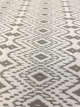 Load image into Gallery viewer, Kravet Sunbrella Scandikat Chrome Taupe White Ikat Indoor Outdoor Water &amp; Stain Resistant Upholstery Fabric WHS 3137