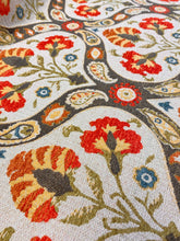 Load image into Gallery viewer, Designer Green Beige Brown Orange Yellow Medallion Tapestry Water &amp; Stain Resistant Upholstery Fabric WHS 3530