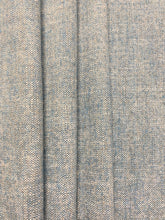 Load image into Gallery viewer, Designer Wool Water &amp; Stain Resistant Teal Blue Cream Grey MCM Mid Century Modern Tweed Upholstery Fabric WHS 3969