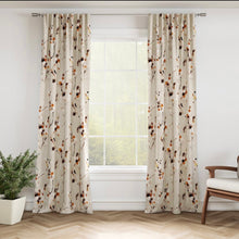 Load image into Gallery viewer, Stain Resistant Orange Cream Black Floral Upholstery Drapery Fabric CF