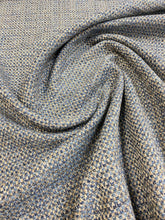 Load image into Gallery viewer, Designer White French Blue Taupe Tweed MCM Mid Century Modern Upholstery Fabric WHS 3295