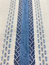 Load image into Gallery viewer, Designer Water &amp; Stain Resistant Linen Blend French Blue Taupe Beige Stripe Upholstery Fabric STA 3037