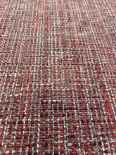 Load image into Gallery viewer, Designer Tweed Charcoal Grey Burgundy Red MCM Mid Century Modern Water &amp; Stain Resistant Upholstery Fabric WHS 3067