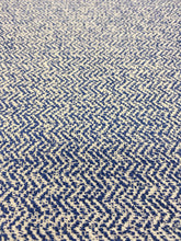 Load image into Gallery viewer, 1.8 Yard Designer MCM Mid Century Modern Navy Blue Grey Herringbone Upholstery Fabric WHS 3093