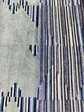 Load image into Gallery viewer, Kelly Wreastler Arcade Jade Reversible Green Teal Navy Blue Purple Abstract Chenille Upholstery Fabric STA 3134