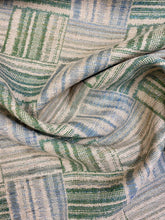 Load image into Gallery viewer, 1.25 Yard Michael Smith Asera Green Blue Beige Wool Check Linen Geometric Water Resistant Upholstery Fabric WHS 3480