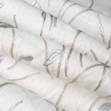 Load image into Gallery viewer, Cream Taupe Grey Botanical Embroidered Linen Drapery Fabric FB