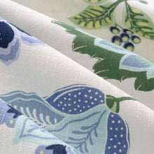 Load image into Gallery viewer, Ivory Green Blue Navy Floral Botanical Drapery Fabric FB