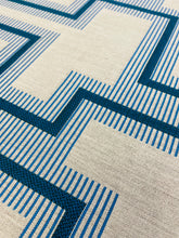 Load image into Gallery viewer, 2.5 Yard Sunbrella Resonate Atlantis Blue Teal Grey Geometric Water &amp; Stain Resistant Indoor Outdoor Upholstery Drapery Fabric WHS 3347