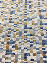 Load image into Gallery viewer, 1.75 Yard Kravet Designer 34697-521 Ochre Brown Grey Blue Woven Abstract MCM Mid Century Modern Water Resistant Upholstery Fabric STA 3041