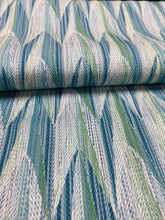 Load image into Gallery viewer, Schumacher Verdant Indoor Outdoor Aqua Blue Leaf Green Water &amp; Stain Resistant Upholstery Fabric STA 3029