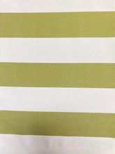 Load image into Gallery viewer, 66" Wide Lime Green Cream Stripe Indoor Outdoor Water &amp; Stain Resistant Upholstery Drapery Fabric STA 3580