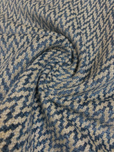 Load image into Gallery viewer, 1.8 Yard Designer Navy Blue Grey Chenille Herringbone Tweed Upholstery Fabric WHS 3984