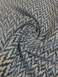 1.8 Yard Designer Navy Blue Grey Chenille Herringbone Tweed Upholstery Fabric WHS 3984