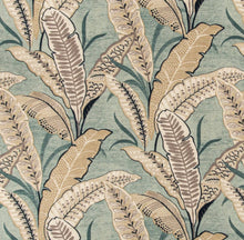 Load image into Gallery viewer, Stain Resistant Seafoam Beige Taupe Black Floral Upholstery Drapery Fabric CF