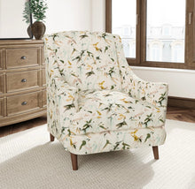 Load image into Gallery viewer, Stain Resistant Cream Aqua Blue Green Floral Bird Upholstery Drapery Fabric CF