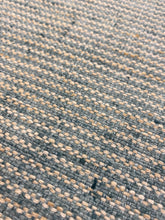 Load image into Gallery viewer, Designer MCM Mid Century Modern Teal Aqua Beige Tweed Stripe Upholstery Fabric STA 3772