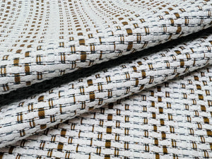 Pierre Frey F3263011 Moorea Coco Off White Brown Indoor Outdoor Woven Stripe Tweed Upholstery Fabric