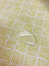 Load image into Gallery viewer, 1.5 Yard Designer Chartreuse Green Yellow Cream Abstract Geometric Upholstery Fabric WHS 3968