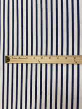 Load image into Gallery viewer, Designer Water &amp; Stain Resistant Indoor Outdoor White Navy Blue Stripe Nautical Upholstery Drapery Fabric WHS 3195
