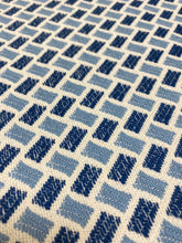 Load image into Gallery viewer, 1.3 Yard Brunschwig &amp; Fils Briquetage Indoor Outdoor Water Stain Resistant Geometric French Blue Navy Upholstery Fabric WHS 3617