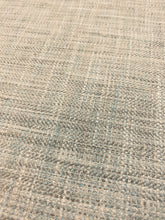 Load image into Gallery viewer, Designer Seafoam Green Aqua Blue Linen Herringbone MCM Mid Century Modern Upholstery Fabric WHS 3837