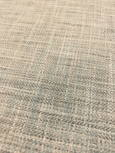 Designer Seafoam Green Aqua Blue Linen Herringbone MCM Mid Century Modern Upholstery Fabric WHS 3837