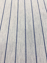 Load image into Gallery viewer, Navy Blue Cream Nautical Stripe Indoor Outdoor Water &amp; Stain Resistant Upholstery Fabric STA 3422