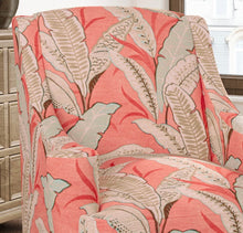 Load image into Gallery viewer, Stain Resistant Taupe Coral Red Aqua Blue Floral Upholstery Drapery Fabric CF